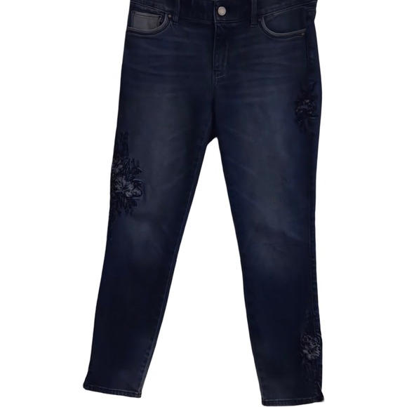 WHBM Womens The‎ Skinny Floral Embroidered Dark Wash Cropped Jeans Sz 2 - Picture 1 of 6